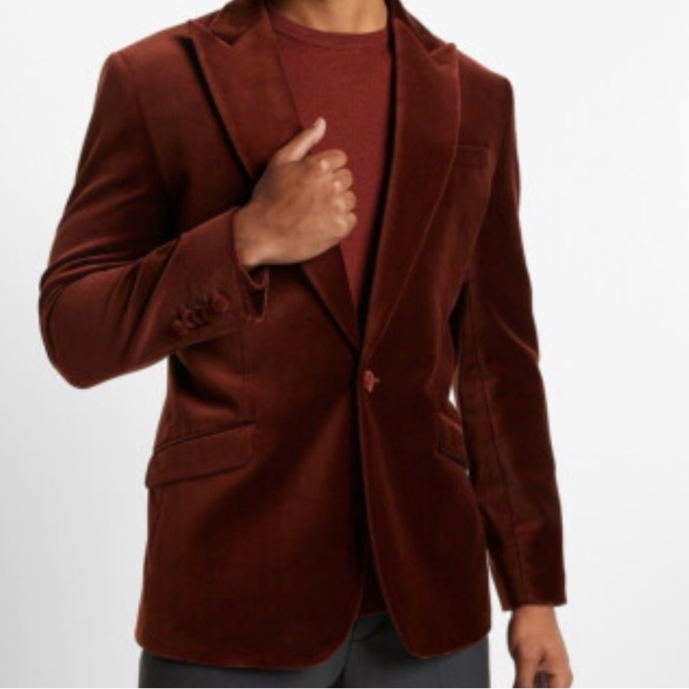 Express men’s  Elegant Velvet Blazer in Rich Brown